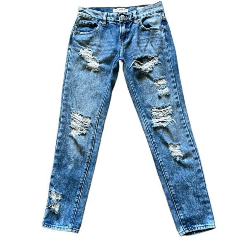 Bullhead Denim Co. Cotton‎ Skinny Boyfriend Distressed Jeans Sz. 23